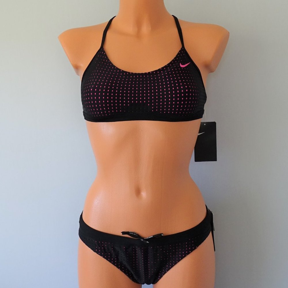 Nike 2 Piece Black Perforated Active Bikini Set